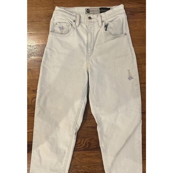 Levi’s Silver Tab Jeans Womens Mom Jean 27/29 Light Wash Lavender Print Flower - Picture 3 of 16